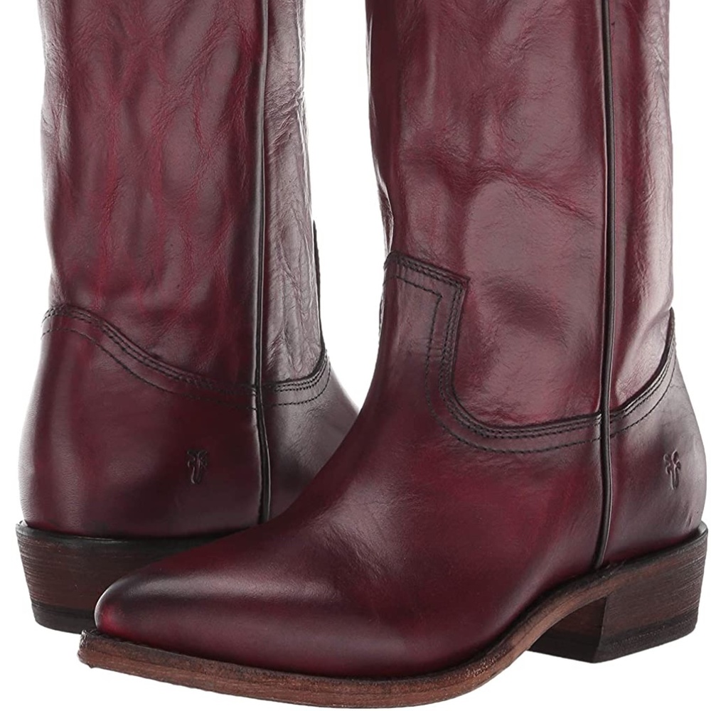 FRYE Billy Pull On Womens Red Leather Slip On Casual Dress Boots